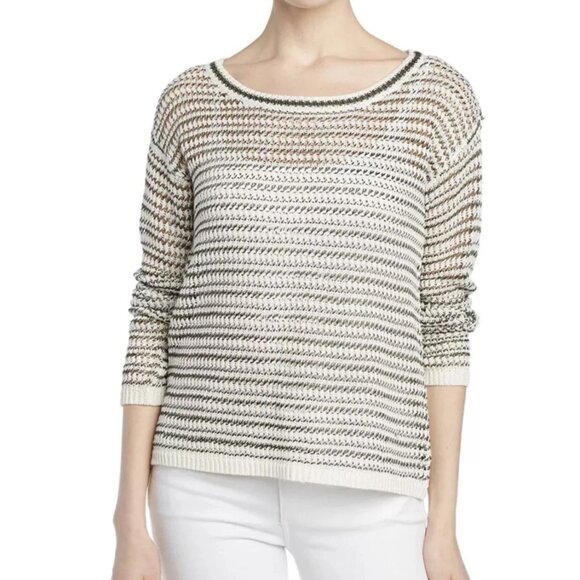 Alice & Olivia | Ethan Novelty Striped Open Knit Sweater Size Medium - Picture 1 of 13